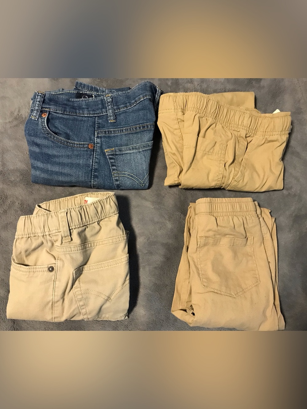 Boys Bundle 4 piece Kids Denim and Khaki  - Blue and Beige Bottoms